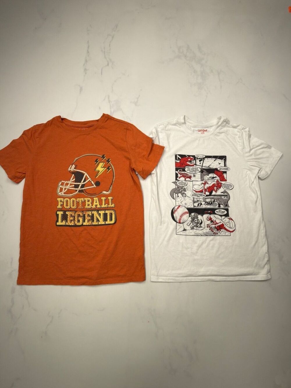Cat & Jack T-Shirt White Graphic Print Sports Fun Lot of 2 - Boys XXL